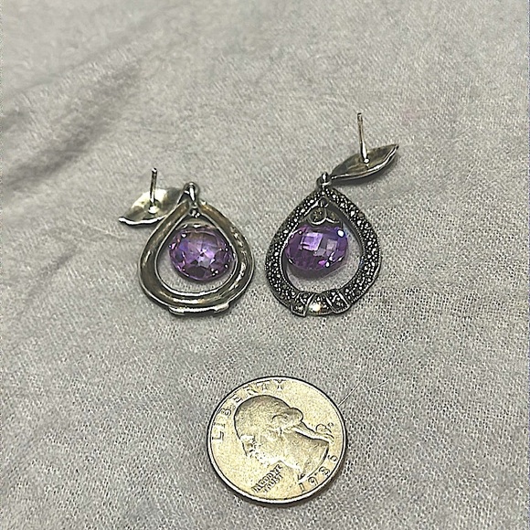 💎 Silvery Dangly Gemstone Earrings vintage - sold separately! - Picture 4 of 12